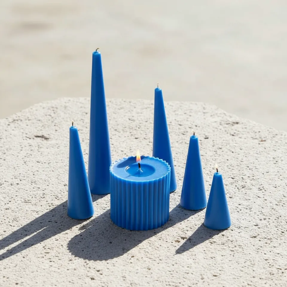 Infinity Set of 6 Cobalt Blue Candles - Aqua Amber Scented media 1