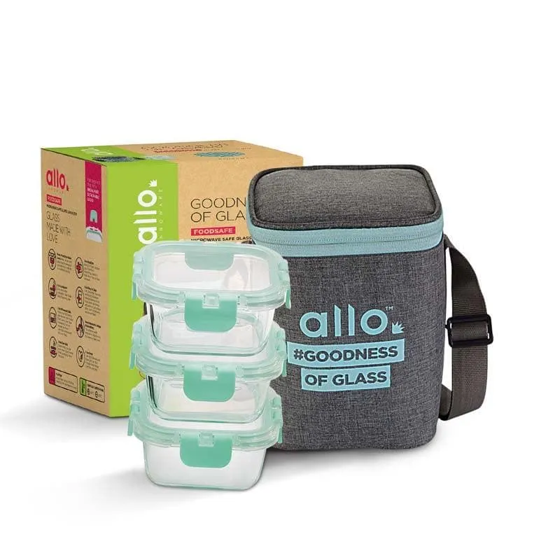 Jonas Lunchbox With Square Canvas Grey Bag (310 ML) - Set Of Three media 5