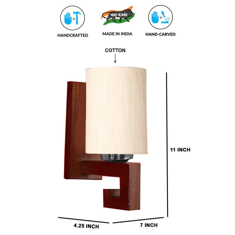 Milky Cylindrical Wooden Wall Lamp media 6