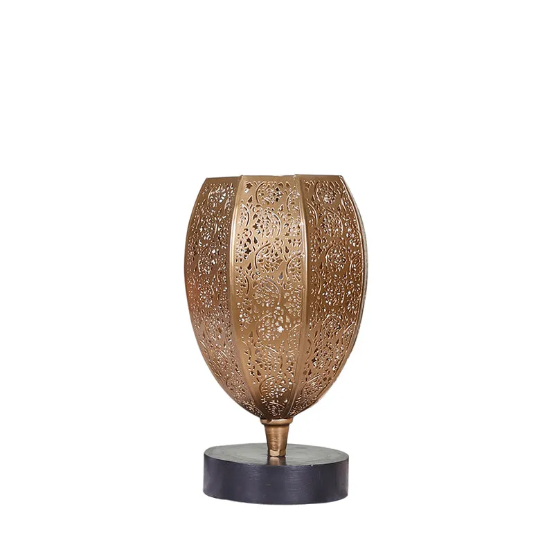 Mehela Etched Metal Table Lamp With Black Base - Gold media 4