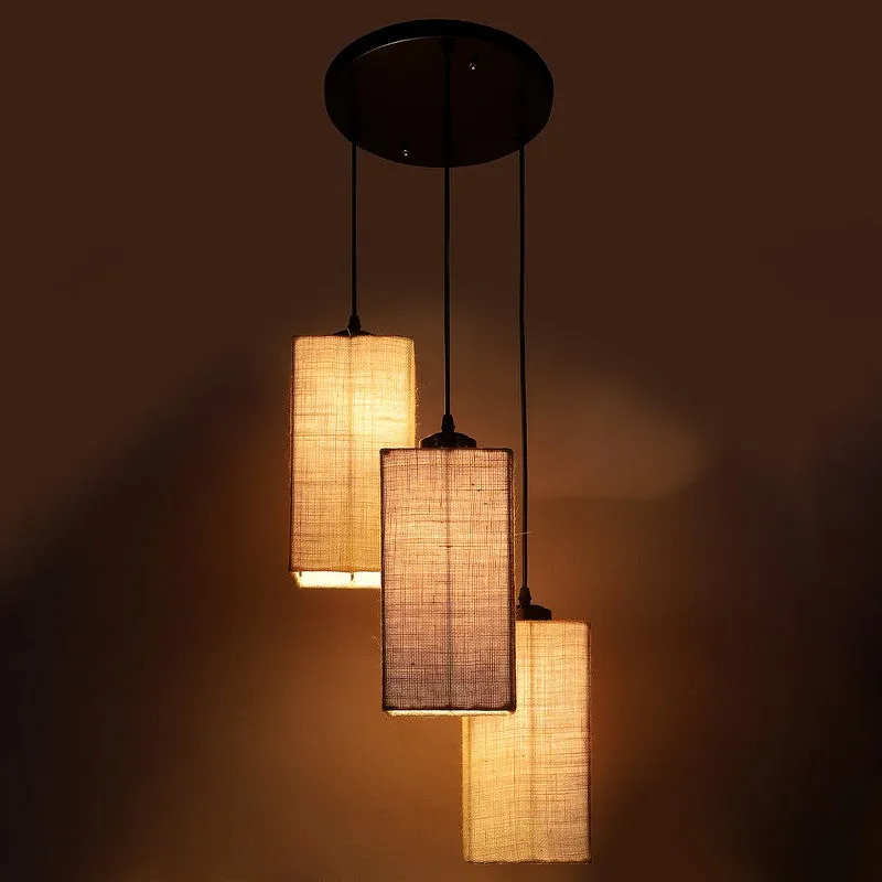 Warm Ivory Triple Metal Ceiling Lamp - Off White media 7