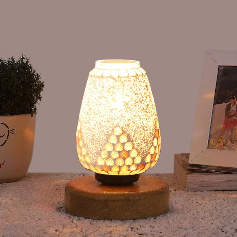 Aureline Glass Table Lamp With Wooden Base - Multicolor media 3