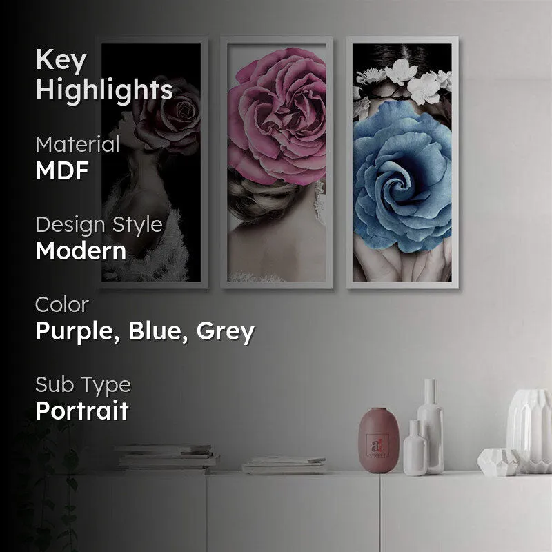 Rose Lush Wall Painting - Set Of Three media 2