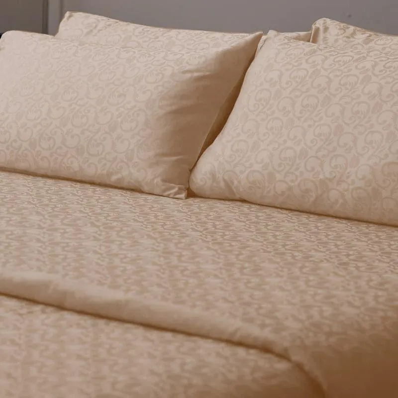 Damask Ethnic Cotton Bedsheet (Beige) - 300 TC media 4