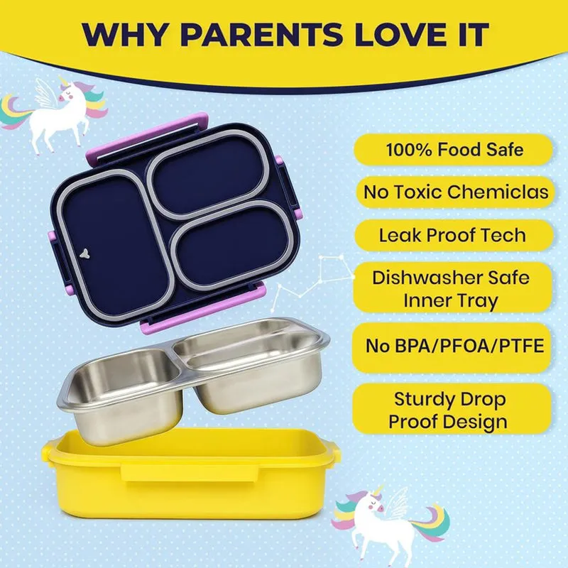 Solara Brewora Unicorn Lunch Box (Yellow,Black) - 1000 ML media 7