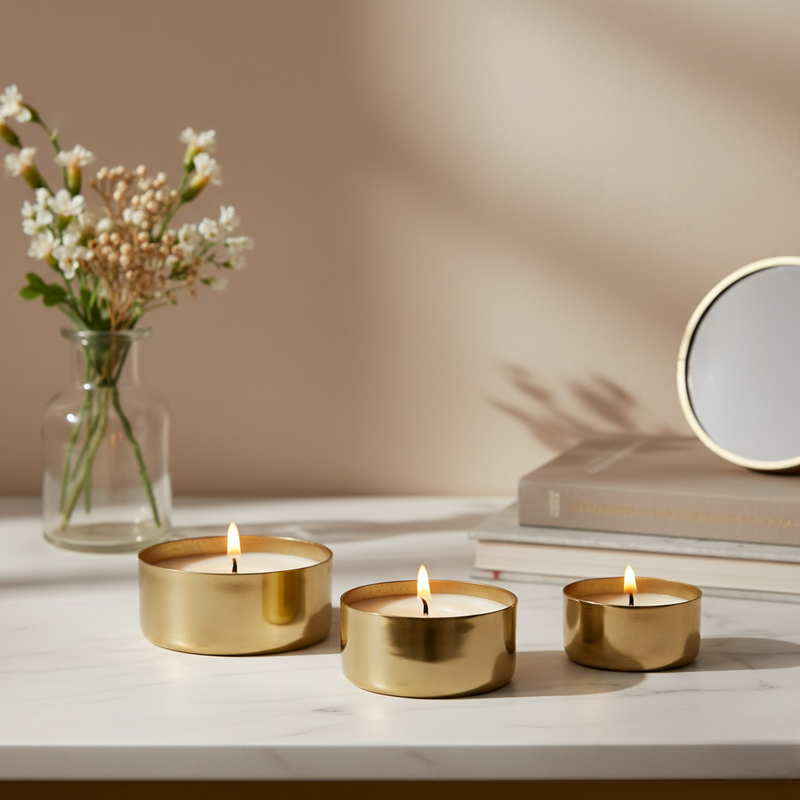 Auric Metal Vanilla Scented Soy Wax Candles - Set Of Three media 3