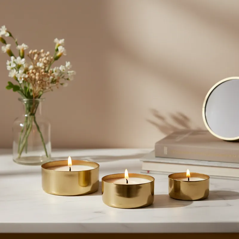 Auric Metal Vanilla Scented Soy Wax Candles - Set Of Three media 3