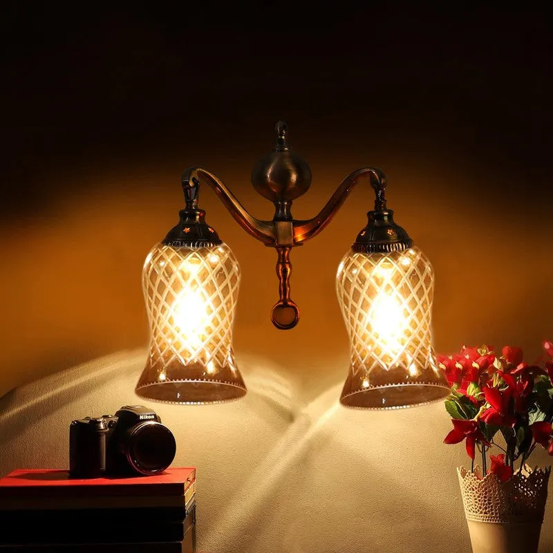 Honey Glow Swan Neck Amber Glass Wall Lamp media 5