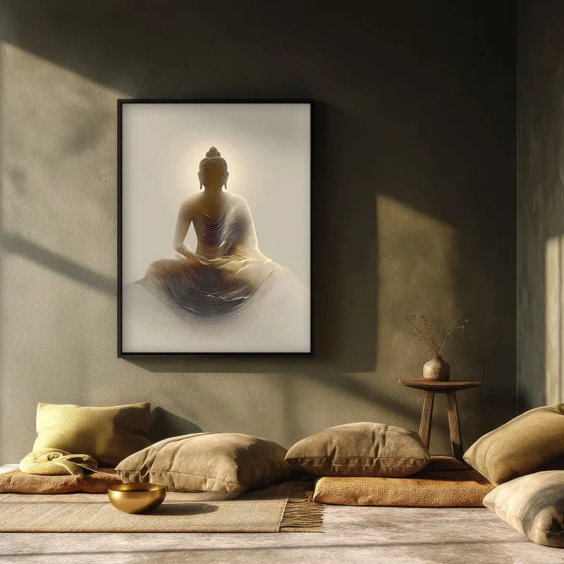 Buddha Seated in Radiance Archival Paper Wall Painting With Black Frame media 3