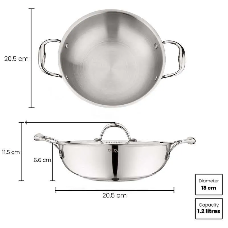Suko Induction Safe Kadhai With Lid - 1200 mL / 7 Inches media 6