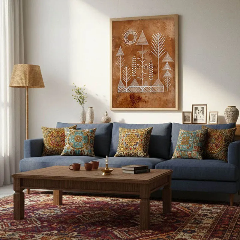 Tribalin Canvas Wall Painting With Brown Frame media 7