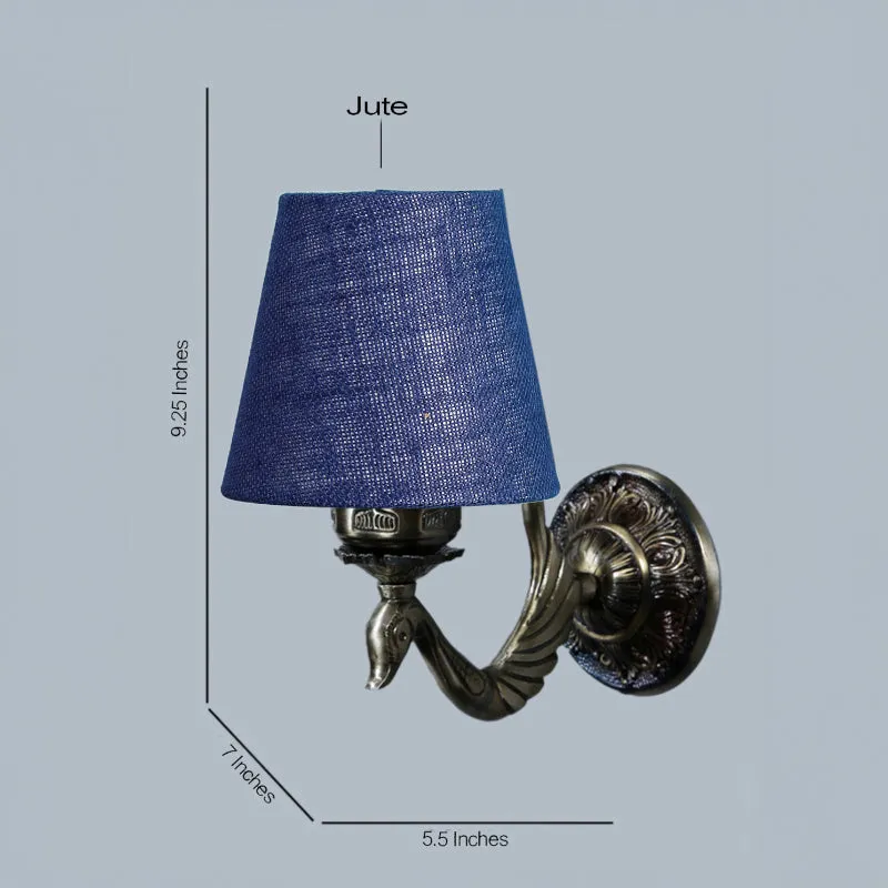 Amro Retro Conical Fabric & Metal Wall Lamp - Blue media 4