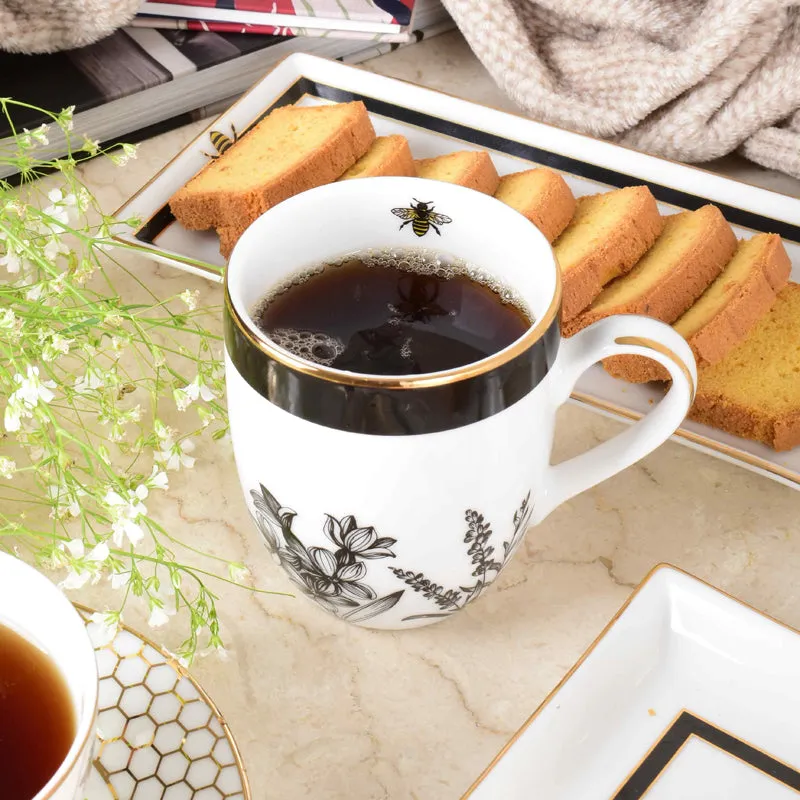 Gilded Bee Coupe 24k Gold Brushed Porcelain Coffee Mug (280 mL Each) - Set Of Four media 4