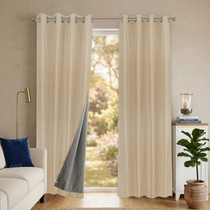Form Ease Cotton Blackout Curtains (Beige) - Set Of Two media 4