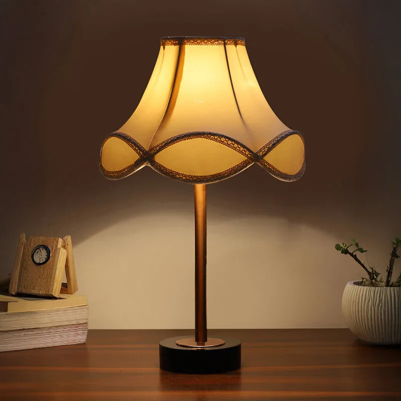 Valencia Arc Rodin Wooden Table Lamp - OffWhite,Copper,Black media 1
