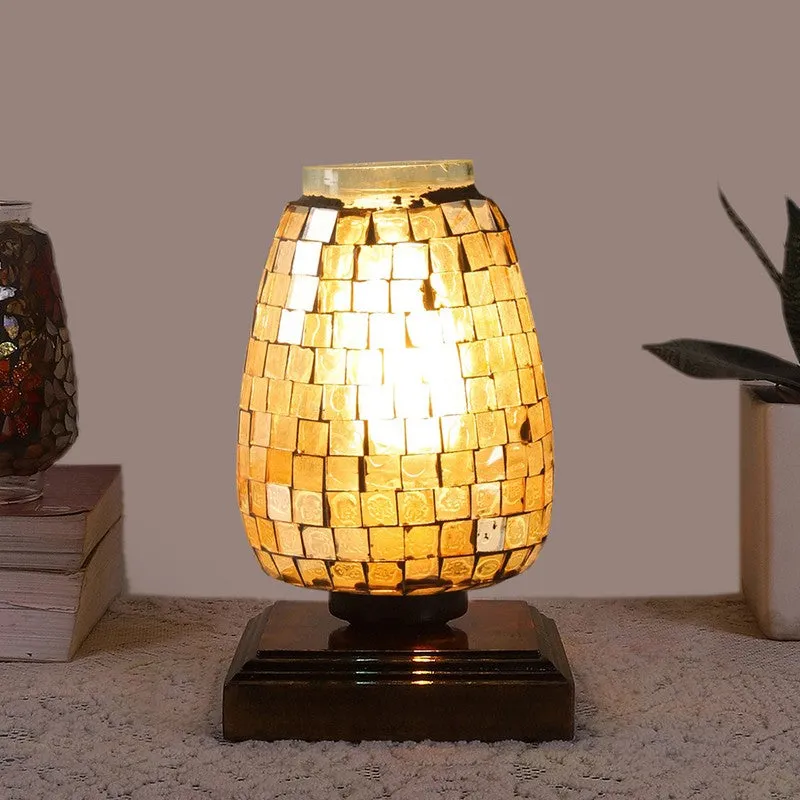 Radiantblend Mosaic Glass Table Lamp With Wooden Base media 3