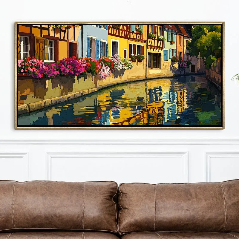 Aquarelle Canal Canvas Wall Painting With Frame media 4