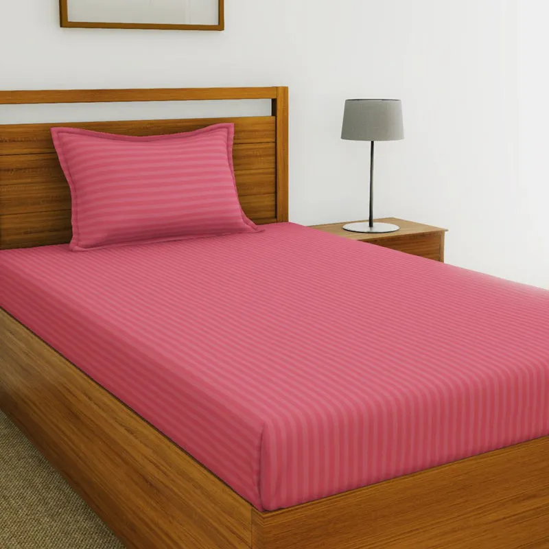 Hilton Cotton Bedsheet (Coral Pink) - 210 TC media 1