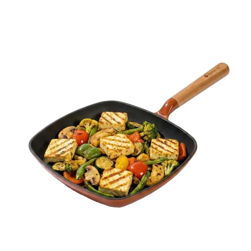 Cumin Co Enamel Cast Iron Grill Pan - Rust media 3