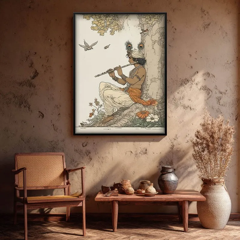 Lord Murlidhar Krishna Blissful Archival Paper Wall Art media 1