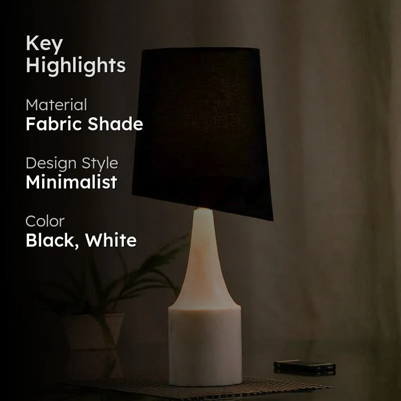Slant Lit Hand Crafted Fabric Table Lamp - Black,White media 2