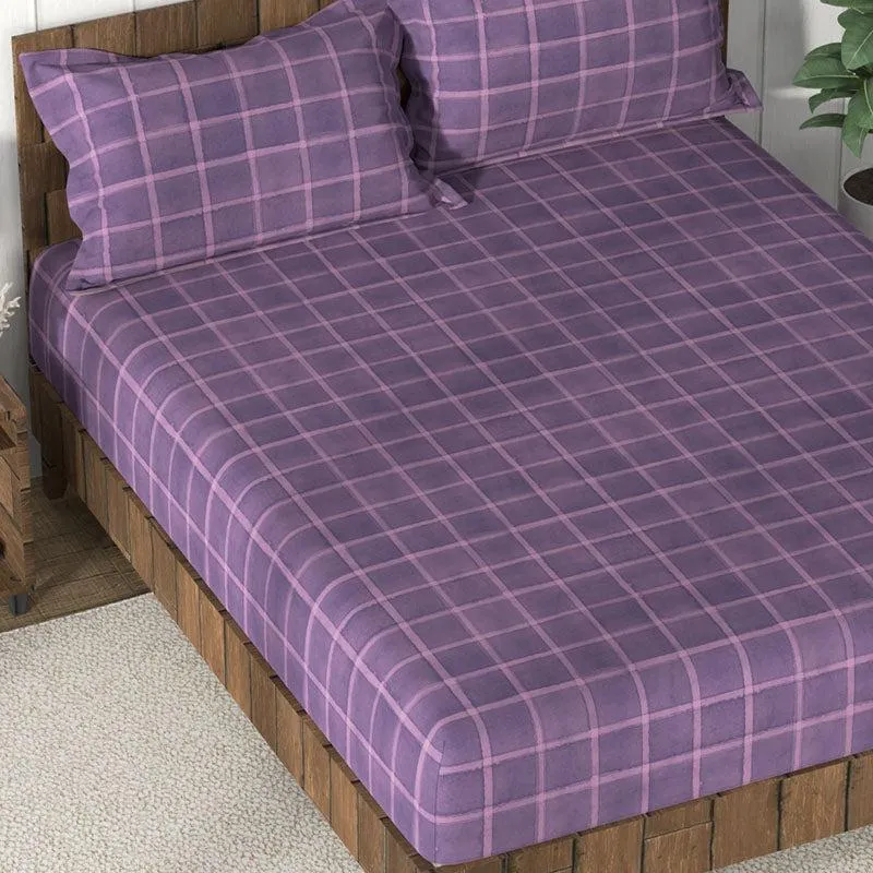 Nautica Lattice Haven Geometric Cotton Bedsheet (Purple) - 160 TC media 4