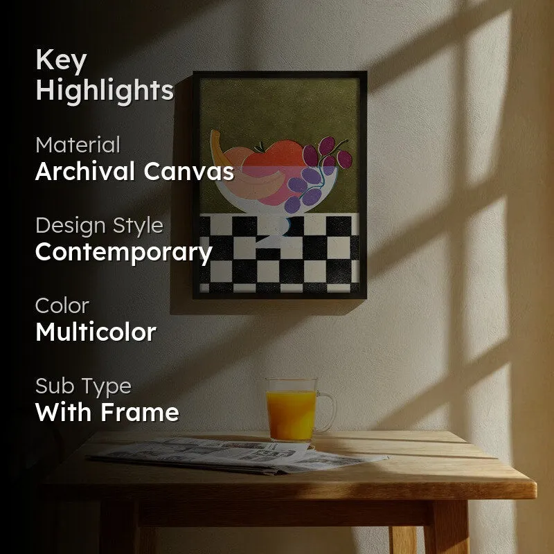 Check Bowl Archival Canvas Wall Art - Black media 2