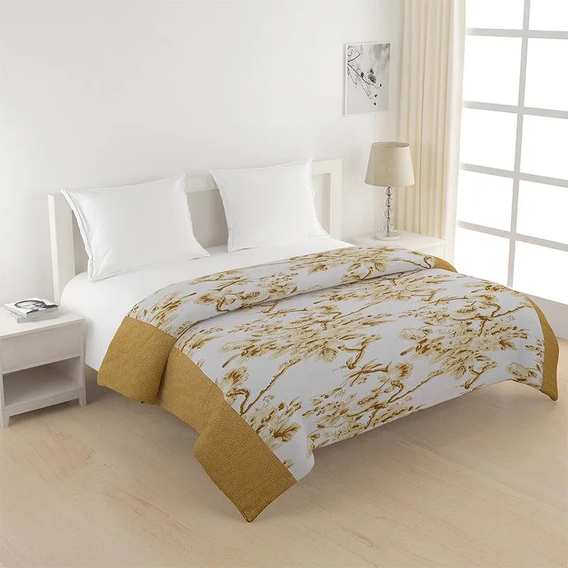Swayam Misty Floral Cotton Comforter (Yellow) - 150 GSM media 1