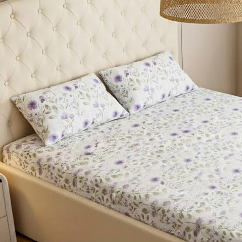Harmony Floral Cotton Bedsheet (Purple) - 180 TC media 3