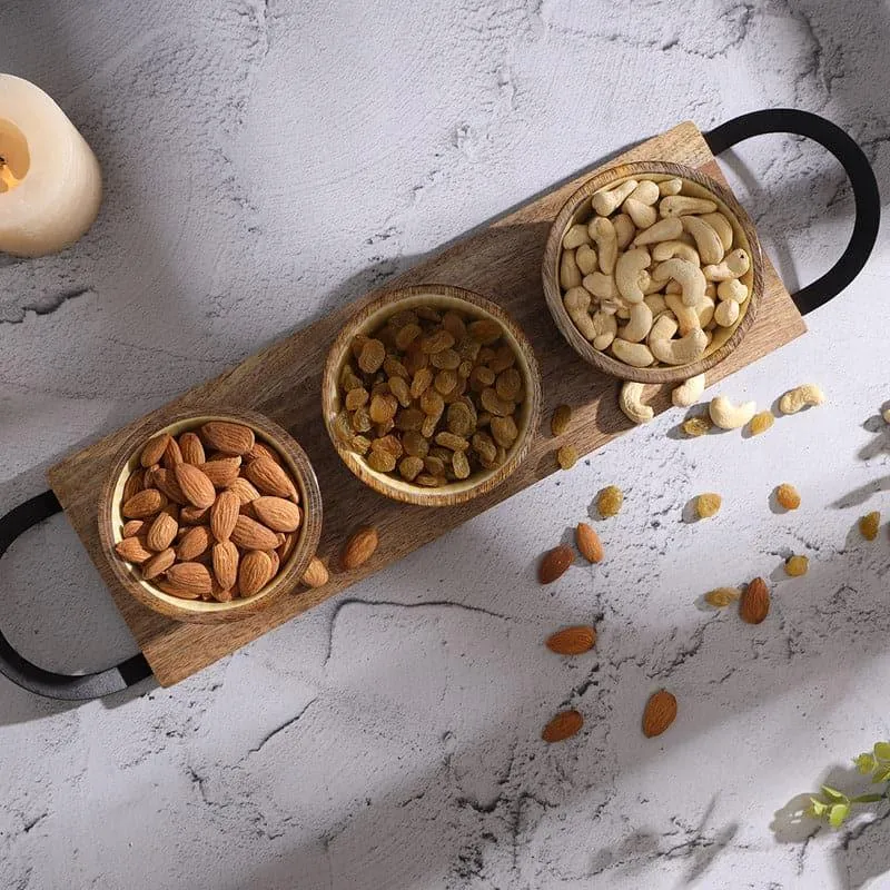 Meya Wooden Platter With Bowl - Four Piece Set media 3