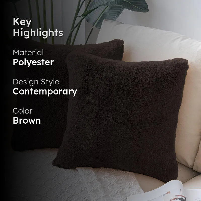 Fur Dual Cushion Cover Set (Brown) - Set Of Two media 2