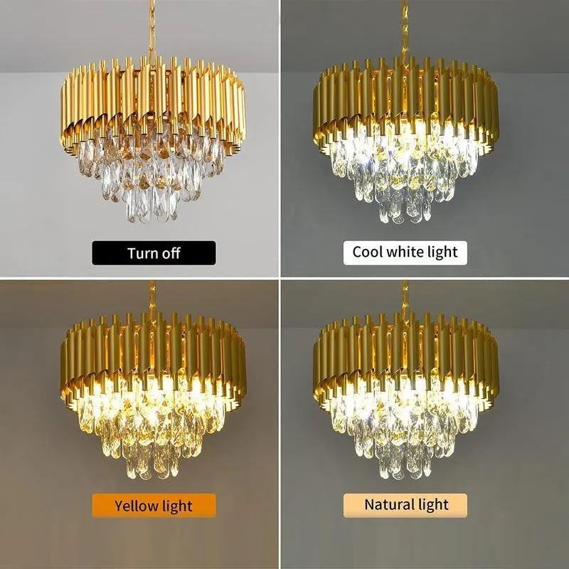 Versailles Metal Crystal Chandelier - Gold media 3