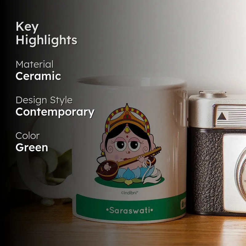Whimsy Cute Saraswati Ceramic Coffee Mug - 300 mL media 2