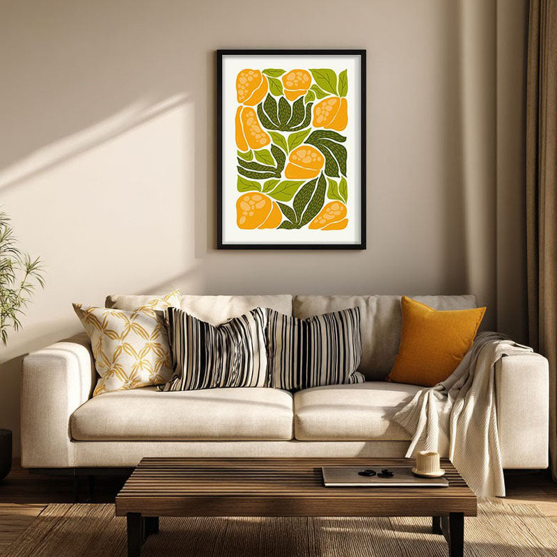 Sunlit Botanic Blooms Wall Art - Black Frame