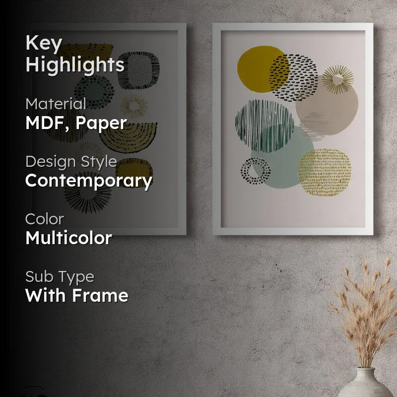 Calm Botanica Paper Wall Painting With MDF Frame - Set Of Two media 2