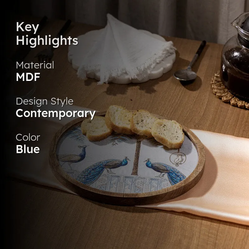 Platter styled on a dining table with bread and a pale fabric runner