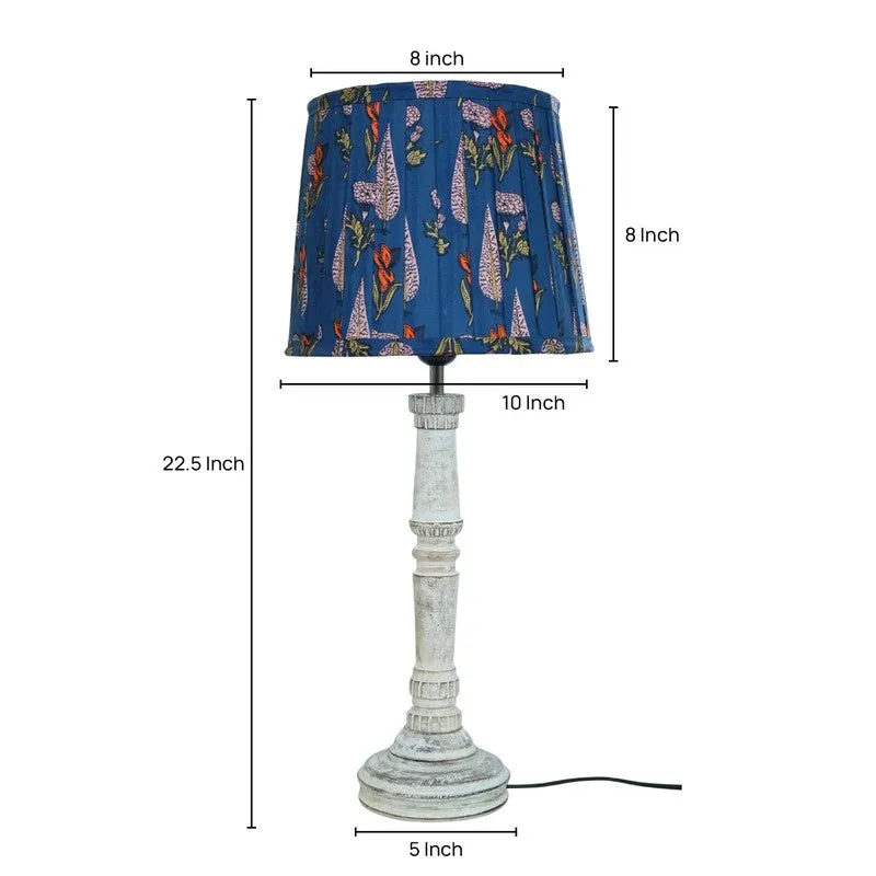 Indigo Veil Wooden Base Cotton Table Lamp - Multicolor media 5