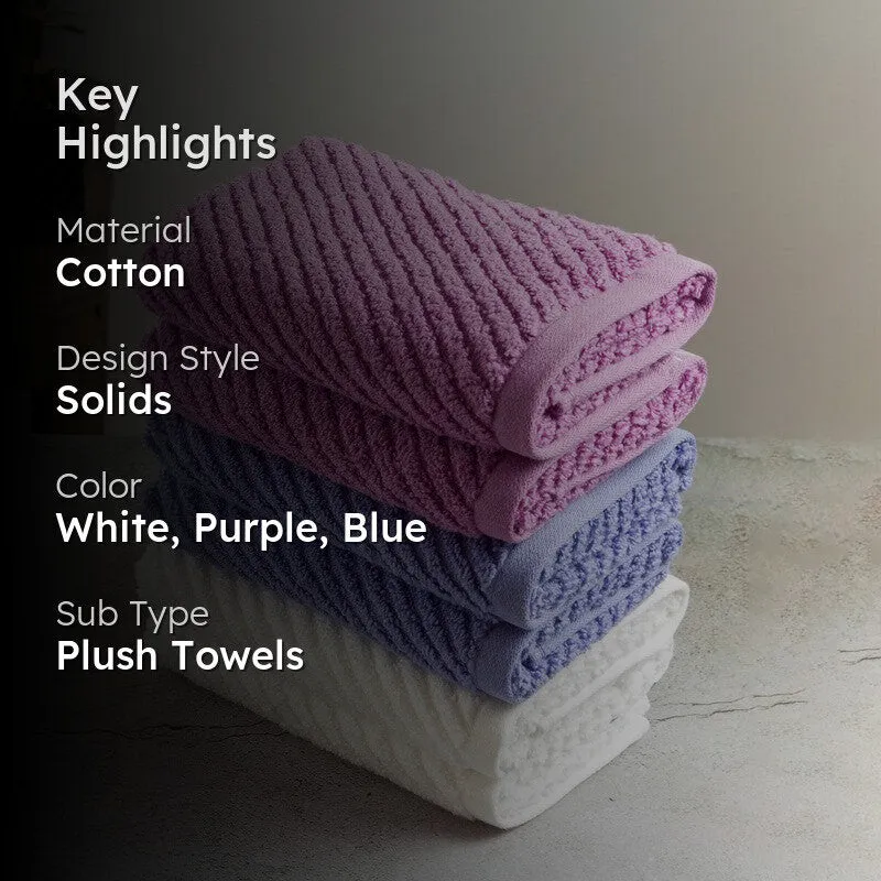 Nautica Riviera Soft Cotton Hand Towel (White, Lilac & Blue) - Set Of Six media 2
