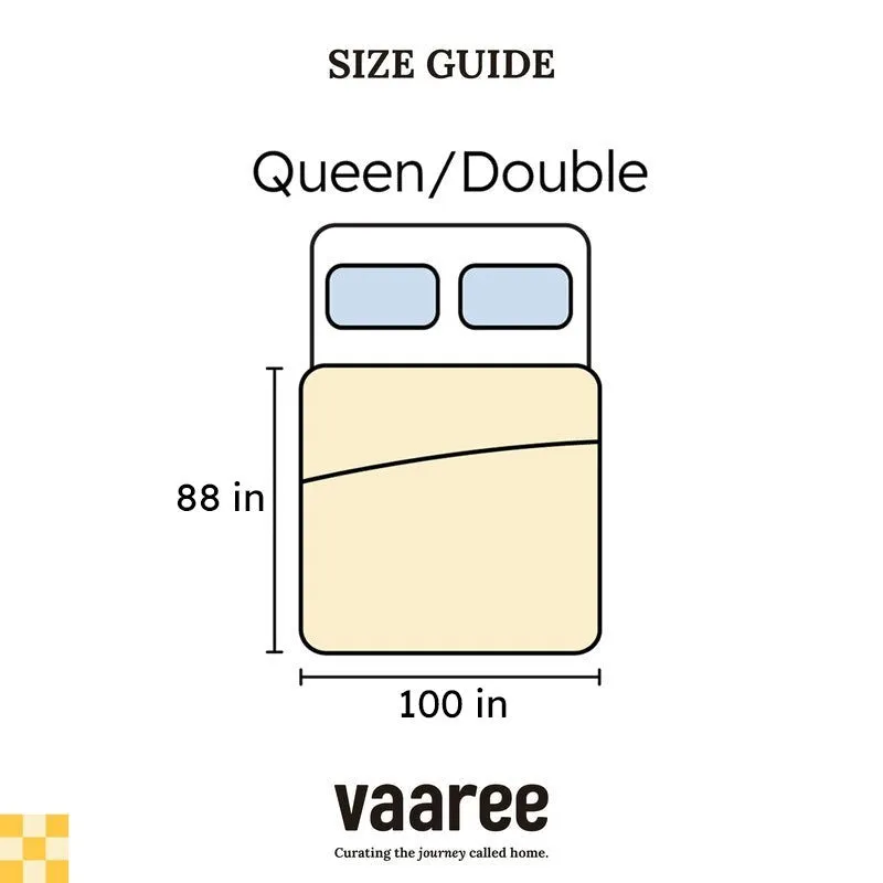 Queen and double bed size guide graphic for the bedsheet