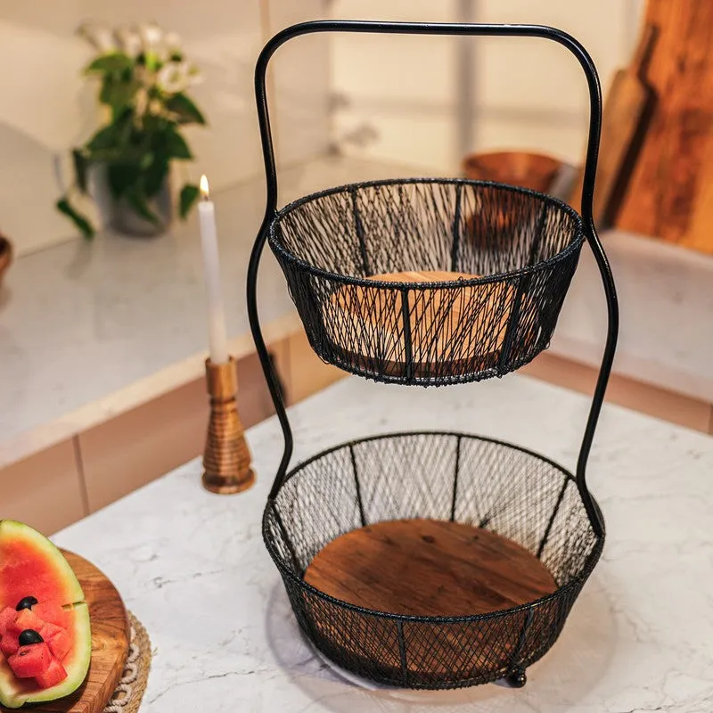 OrchardRise Metal Two-Tier Fruit Basket media 6