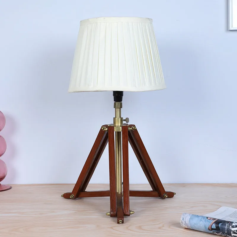 Gujo Pleated Tripod Mango Wood Table Lamp - White,Brown media 3