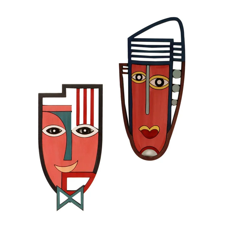 Rachelce Mask Wooden Wall Accent - Set of Two media 3