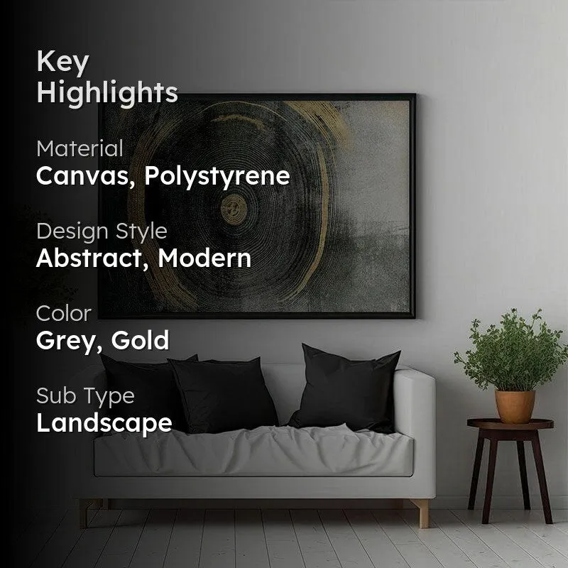 Golden Abstract Canvas Wall Painting - Black Frame media 2