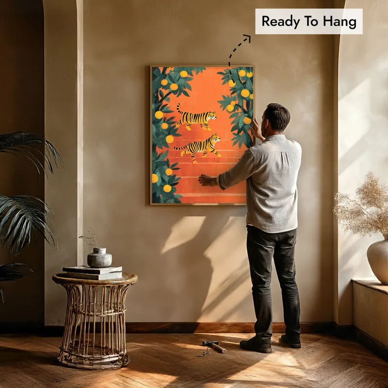 Tigris Canvas Wall Painting With Brown Frame media 8