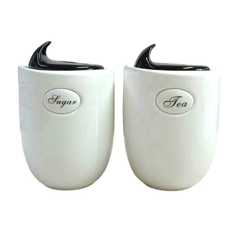 Lamia Black Storage ceramic Containers (1000 mL Each) - Set Of Two media 7