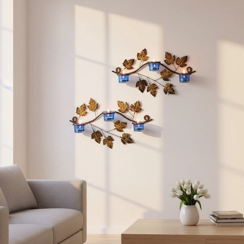 Maple Sconce Votive Trio (Blue) - Set Of Two media 3