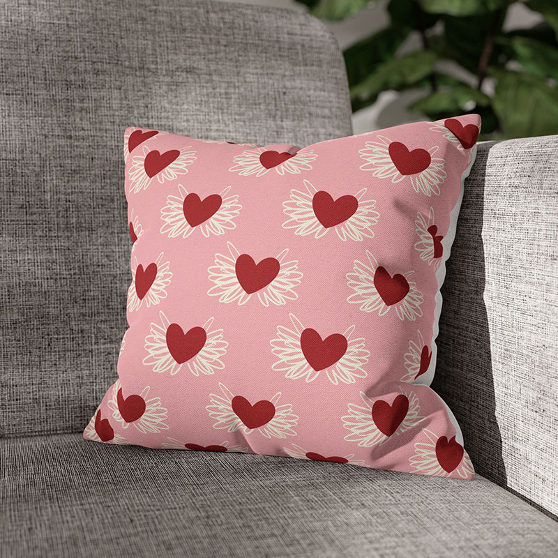 Winged Hearts Printed Velvet Cushion Cover
