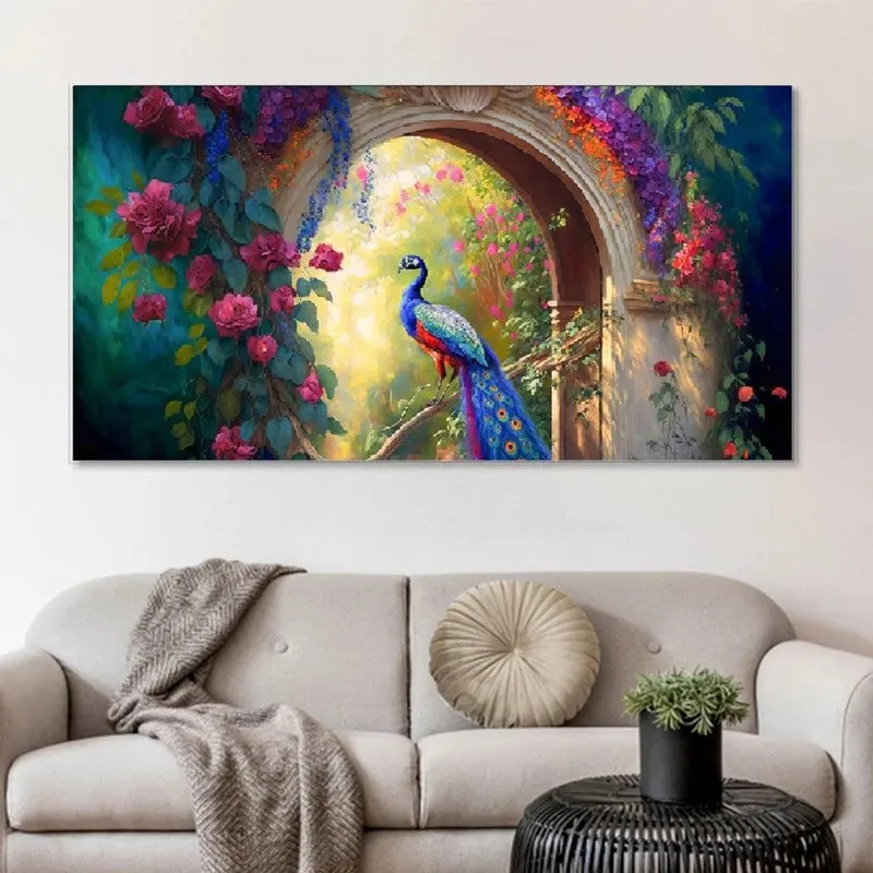Peacock Majesty Canvas Wall Painting With Frame media 3