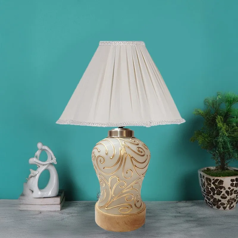Lumithra Pleated Wooden Table Lamp - OffWhite media 2