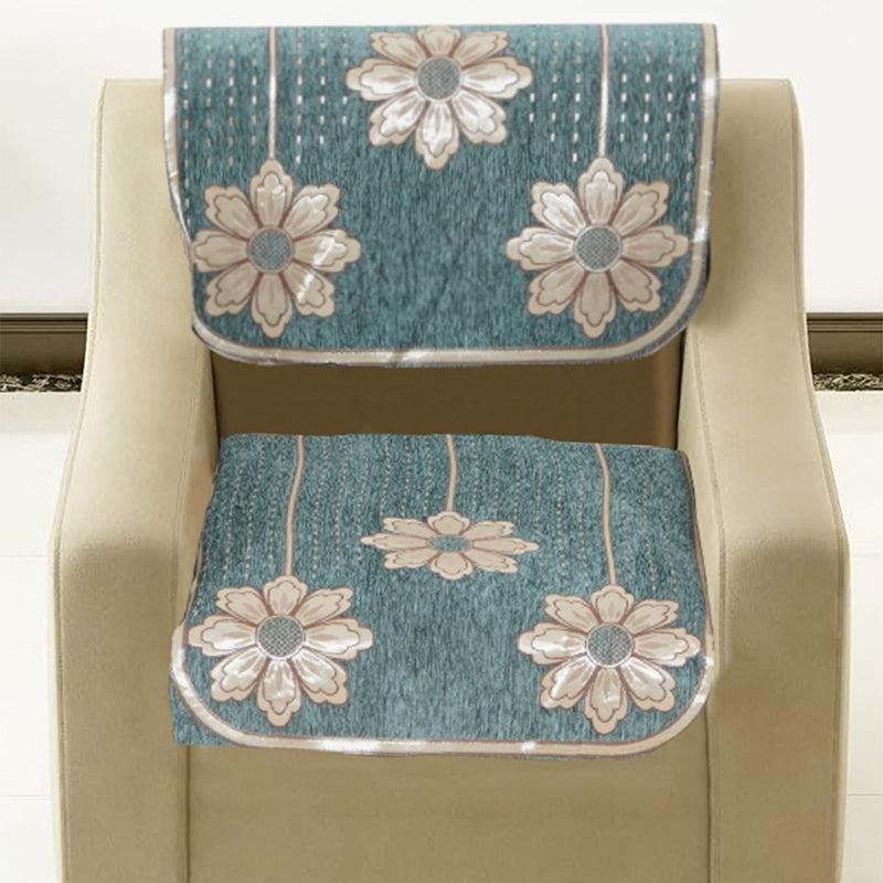 Mitha Flora Sofa Cover (Turquoise) - Set Of Six media 4
